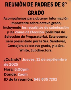 8th Grade Parent Meeting